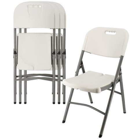 4 Piece Stackable Folding Chair Set for Indoor and Outdoor