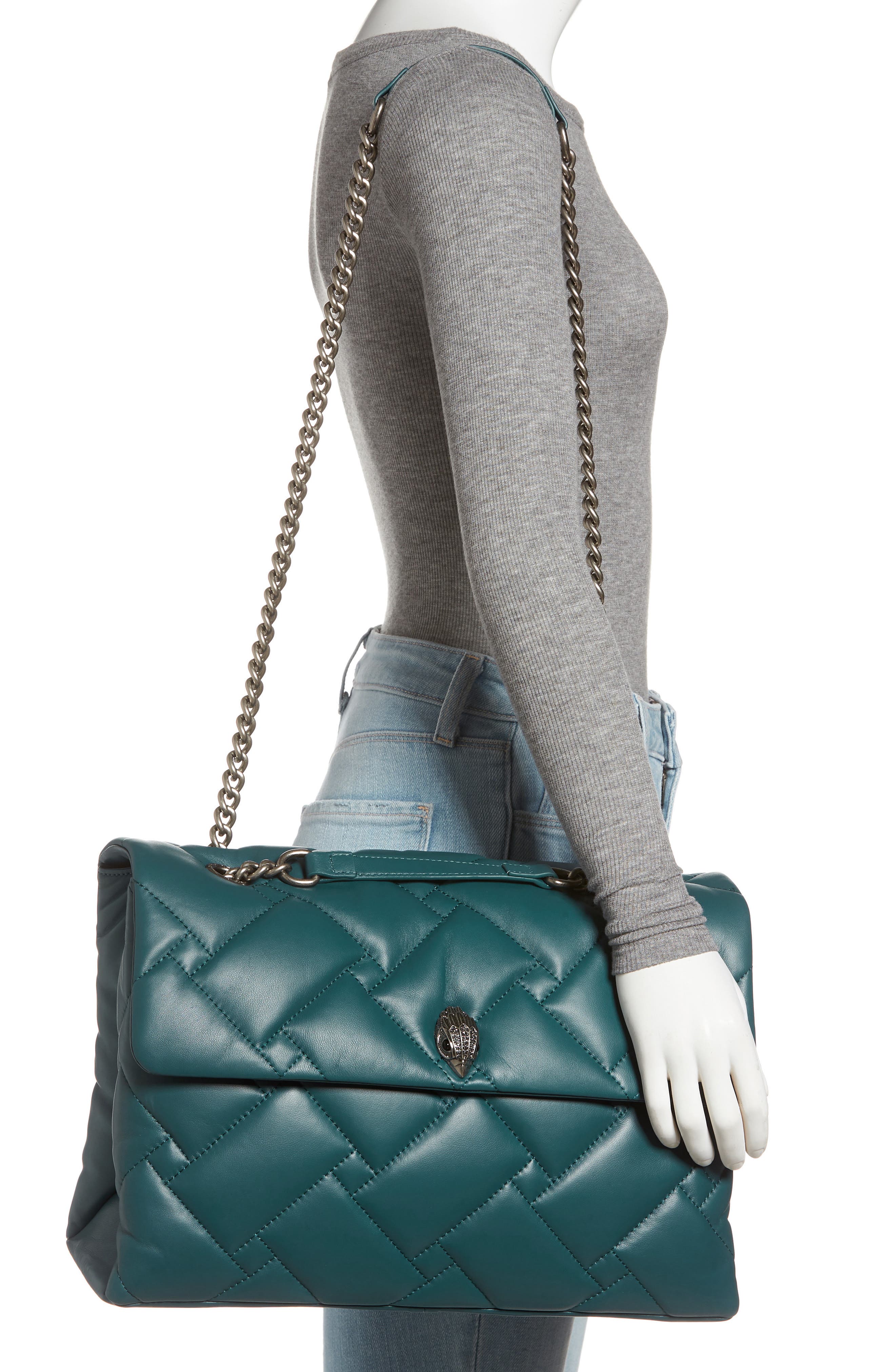 XXL Kensington Soft Quilted Leather Shoulder Bag, Alternate, color, TEAL
