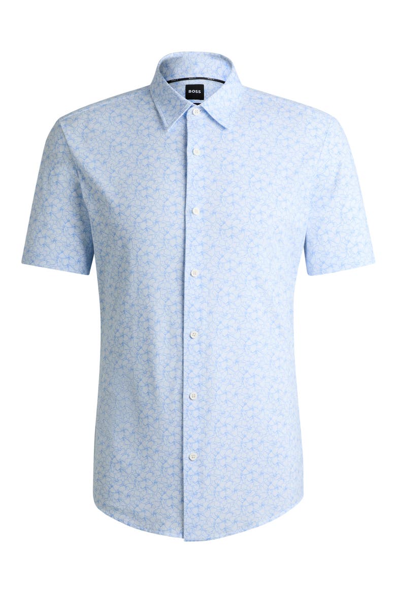 Roan Floral Short Sleeve Stretch Button-Up Shirt, Alternate, color, LIGHT BLUE