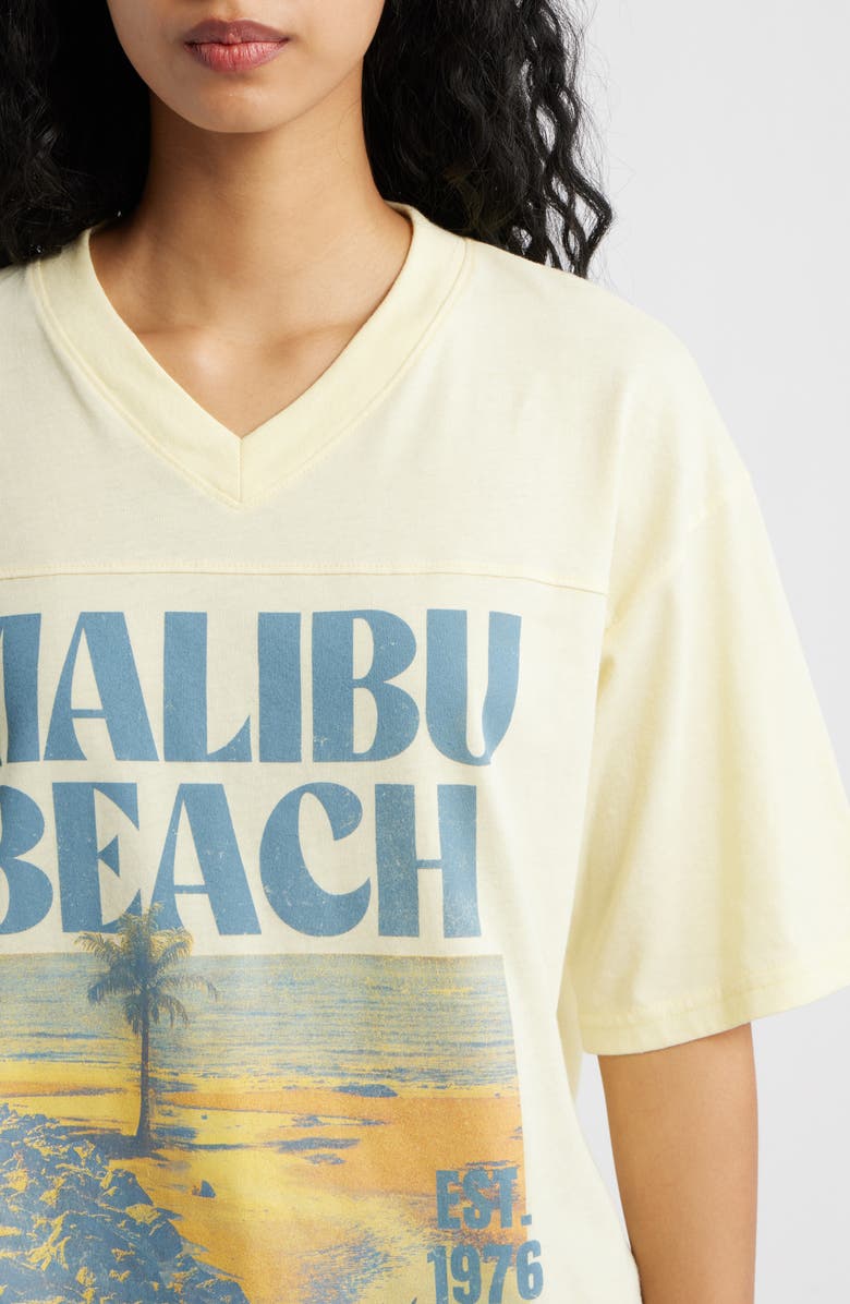 Vinyl Icons Malibu Beach V-Neck Graphic T-Shirt, Alternate, color, Yellow
