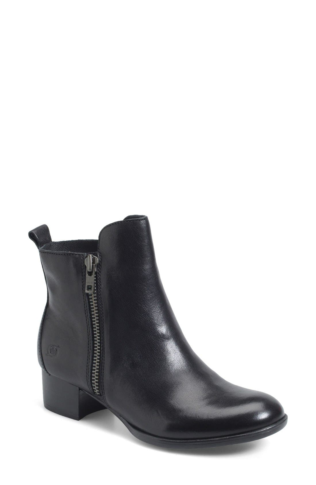 'Landa' Bootie, Main, color, BLACK/ BLACK LEATHER