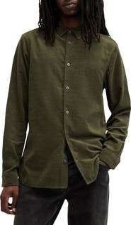 AllSaints Birchwood Fine Wale Corduroy Button-Up Shirt