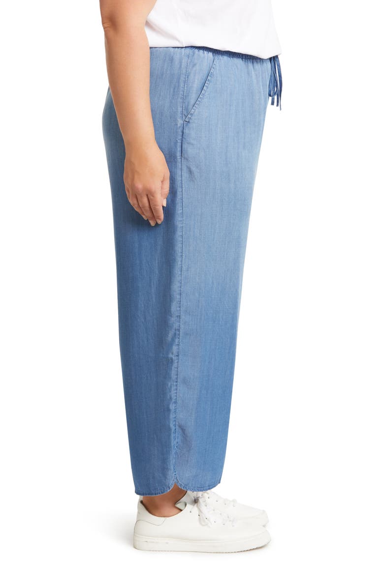 Caslon<sup>®</sup> Dolphin Hem Crop Wide Leg Chambray Pants, Alternate, color,