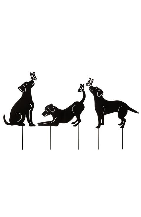Multi-functional 2-in-1 Set of 3 Black Metal Rubbit Cat Dog Silhouette Picks