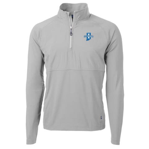 Men's Cutter & Buck Silver Indiana State Sycamores Adapt Eco Knit Hybrid Recycled Quarter-Zip Pullover Top