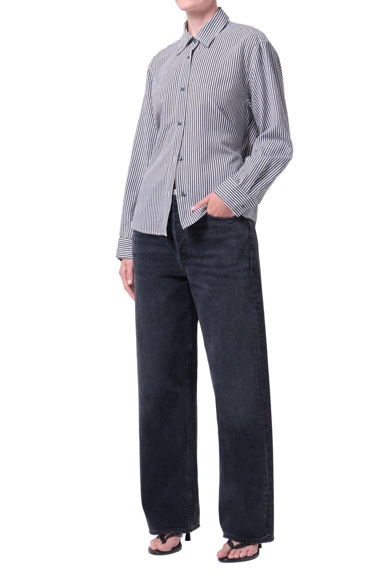 Theo Stripe Crop Back Shirt, Alternate, color, SOLENE STRIPE