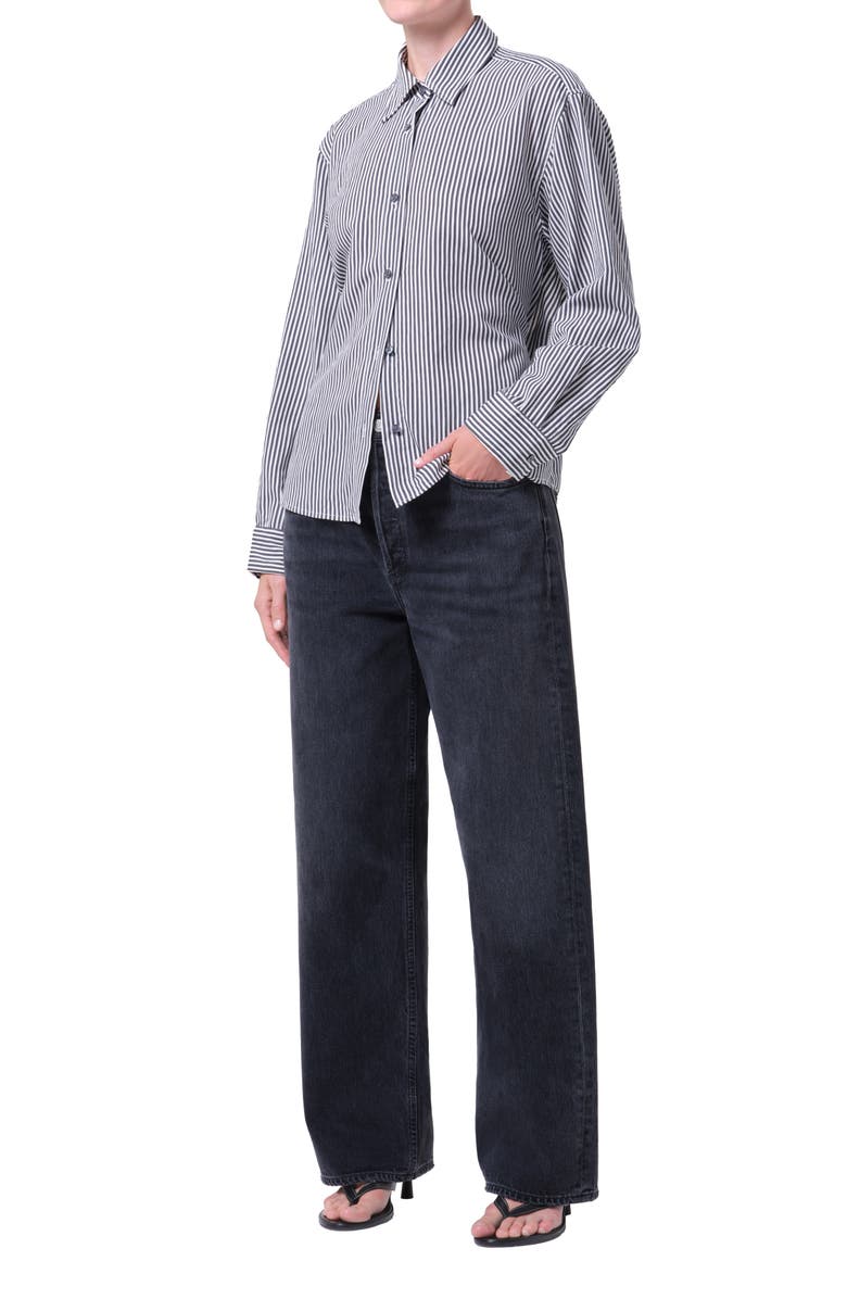 AGOLDE Theo Stripe Crop Back Shirt, Alternate, color, Solene Stripe