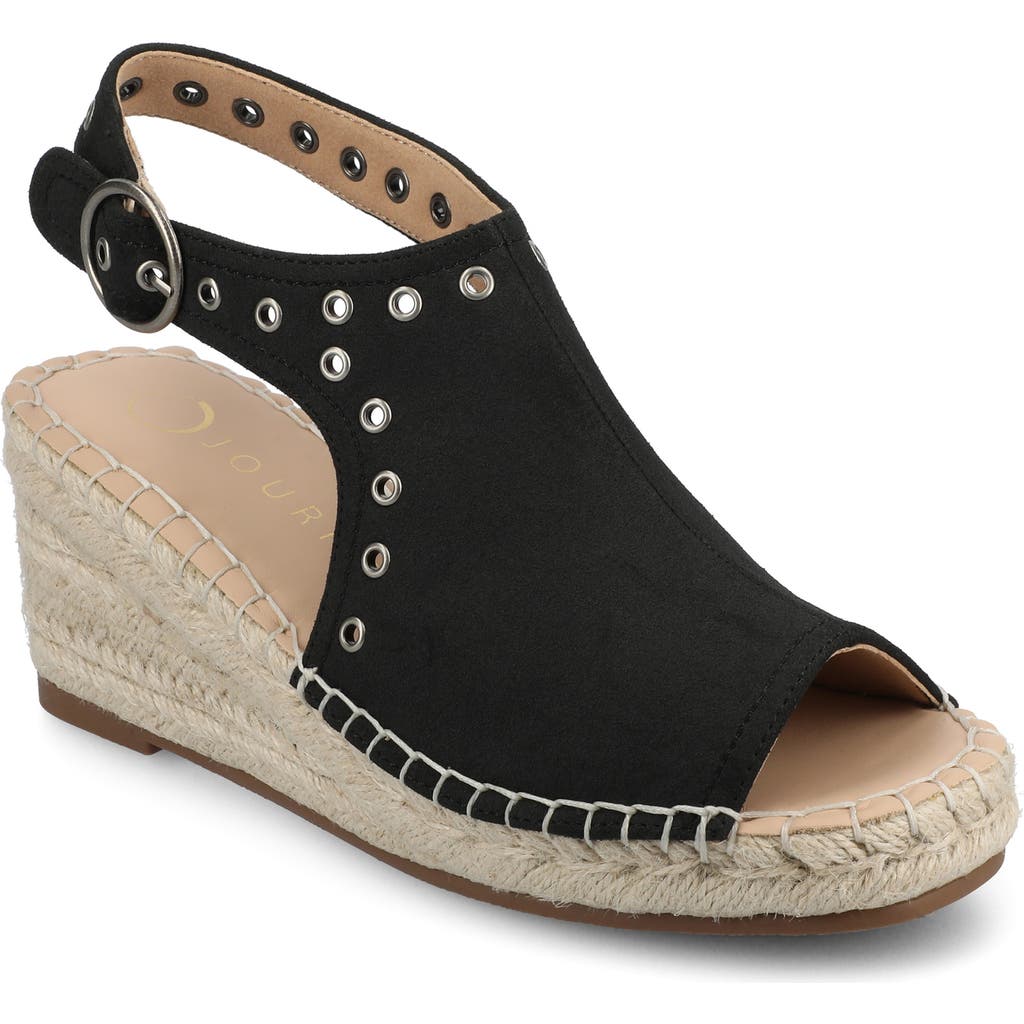 Shop Journee Collection Crisie Espadrille Wedge Sandal In Black Crisie