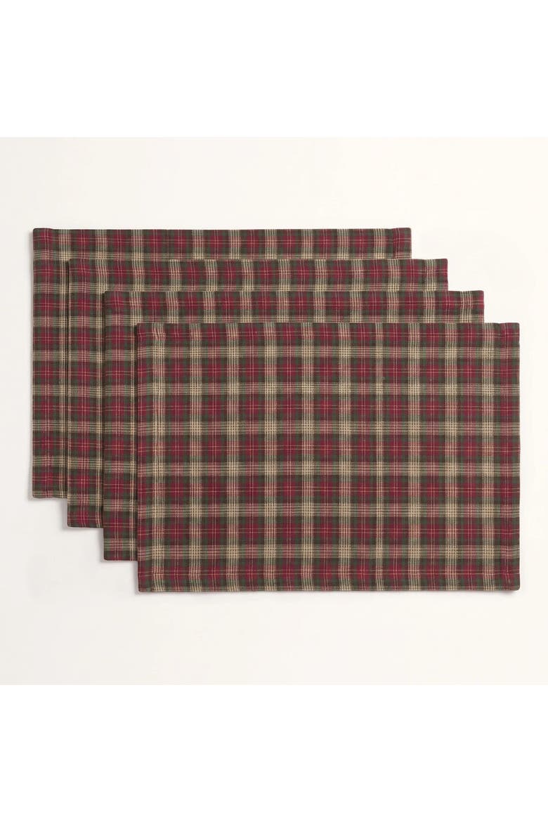 Linen Placemats 14 x 19 Inch Set of 4 - Hunter's Plaid, Main, color, Brown