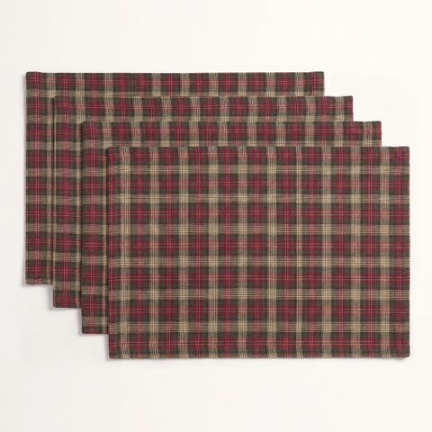 Linen Placemats 14 x 19 Inch Set of 4 - Hunter's Plaid