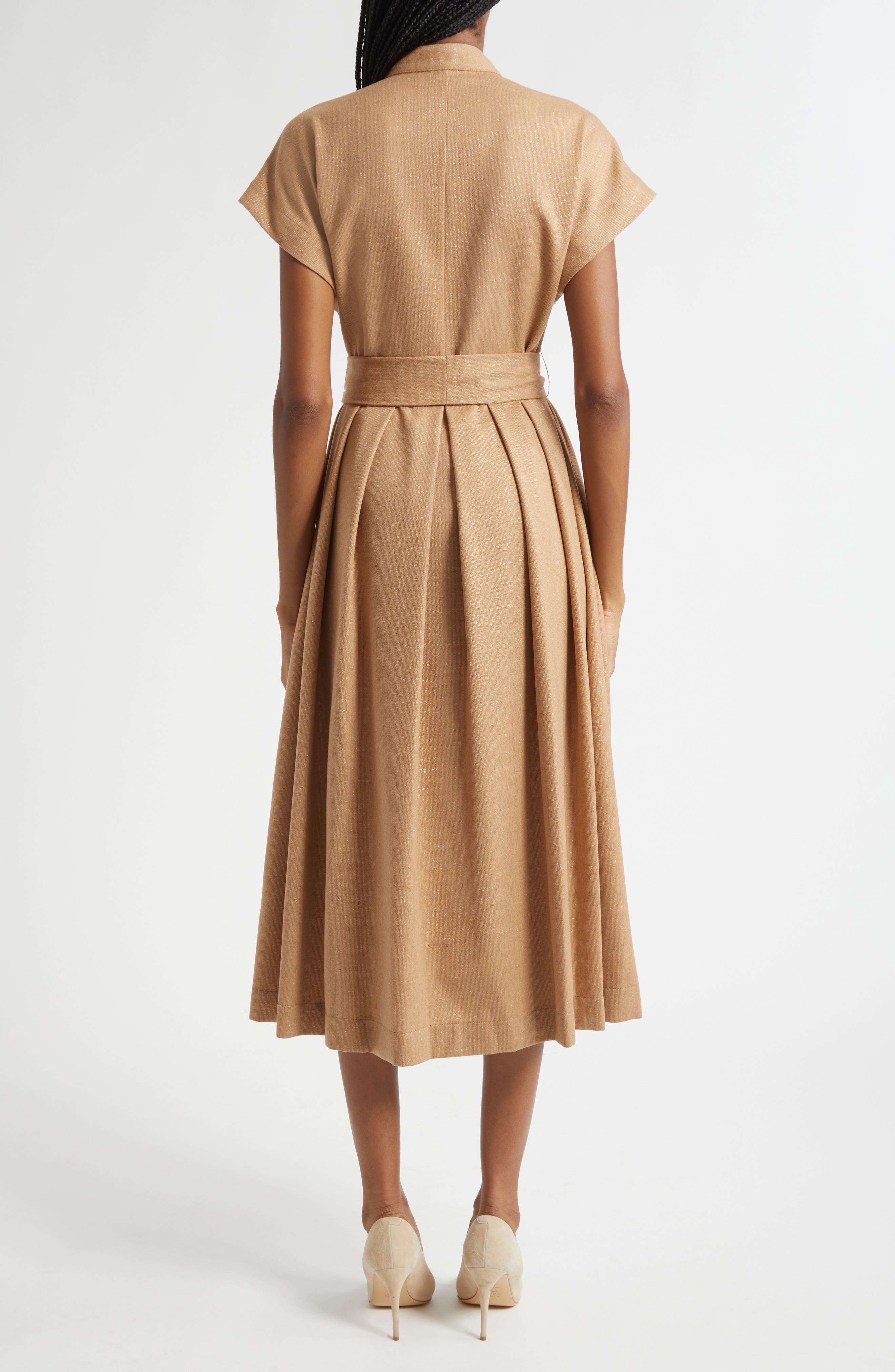Belted Wool Blend Midi Dress - image 2
