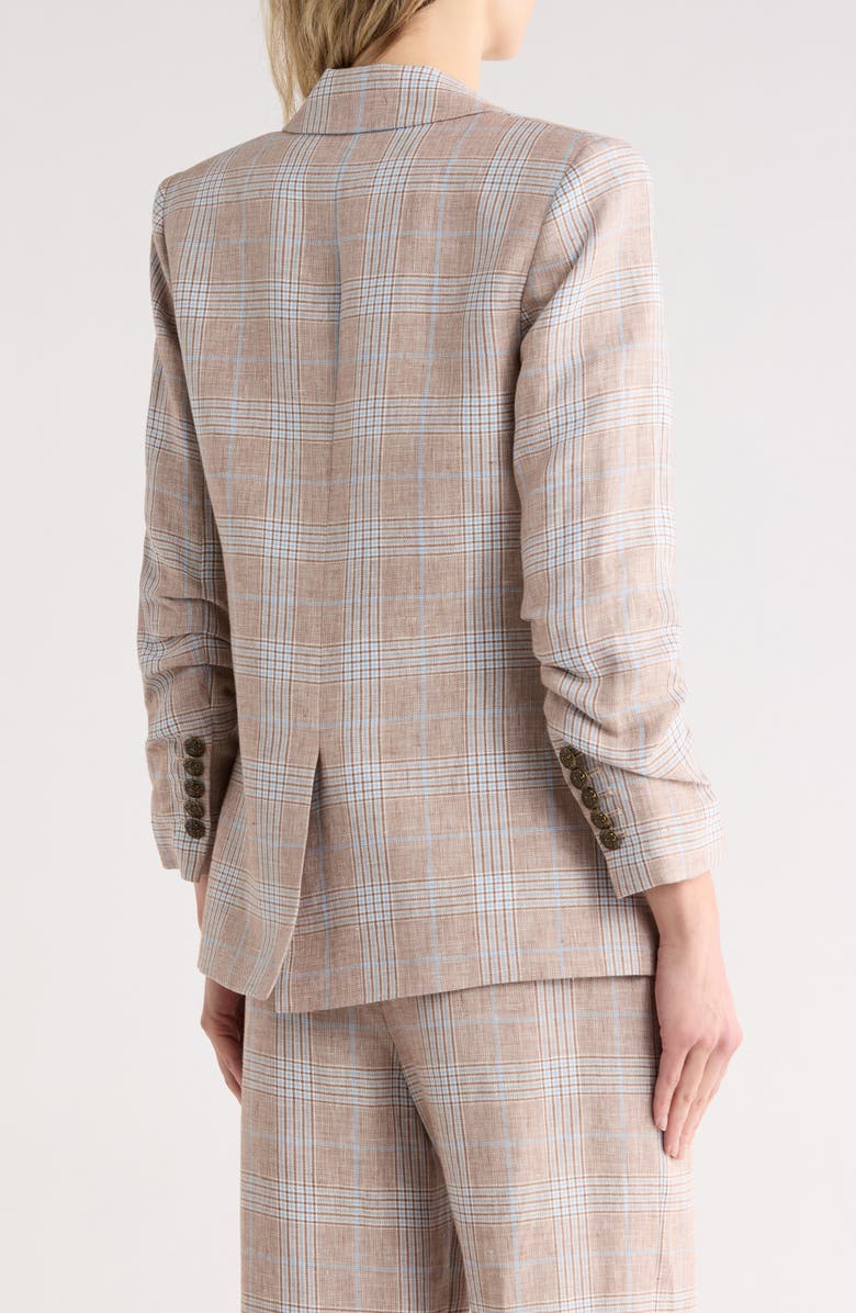 Veronica Beard Beacon Plaid Linen Dickey Jacket, Alternate, color, Khaki Multi