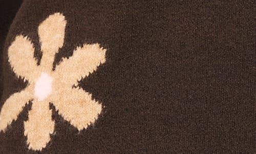 Cece Floral Crewneck Sweater In Brown