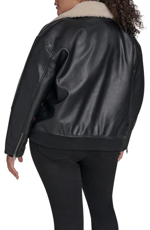 Levi's Faux Leather Bomber Jacket With Faux Shearling Collar In Black