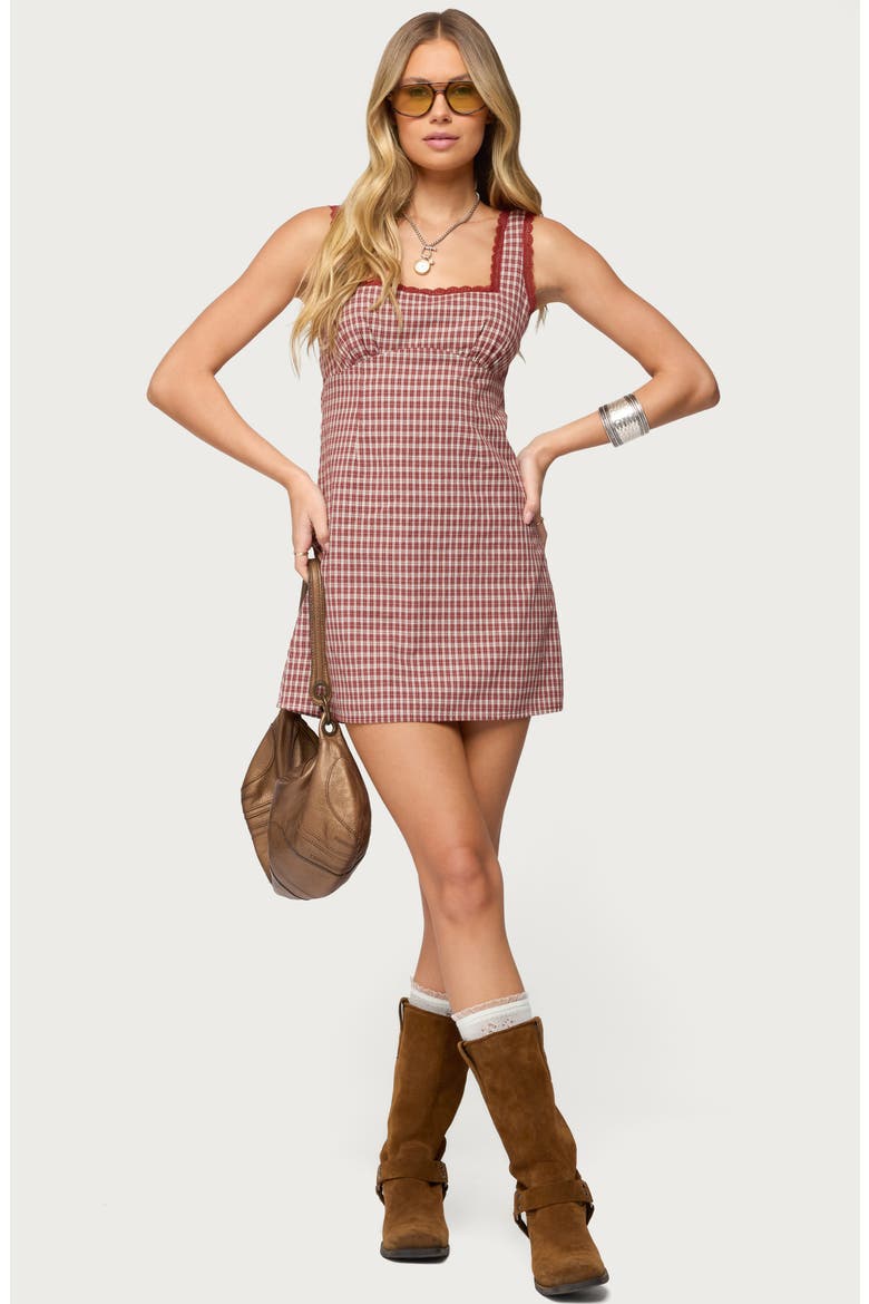 Clarren Gingham Sleeveless Minidress, Alternate, color, RED
