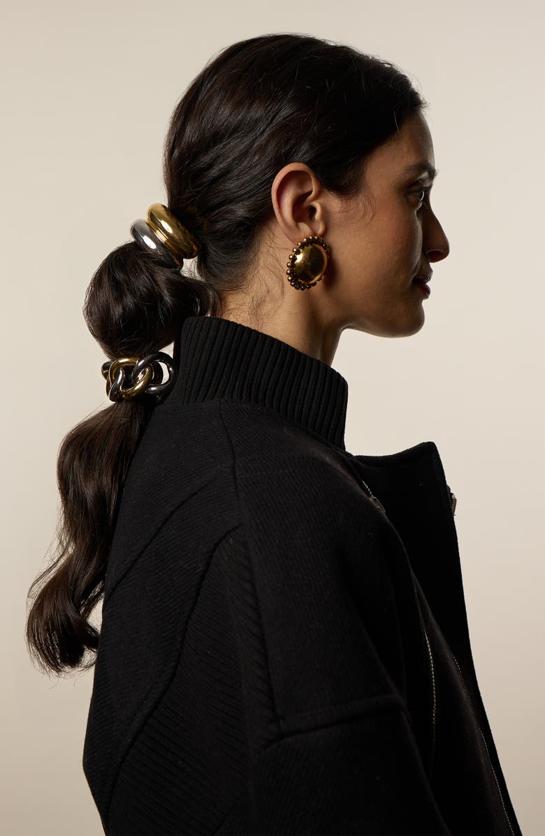 LELET NY Glossy Double Arch Metal Ponytail Cuff, Alternate, color,