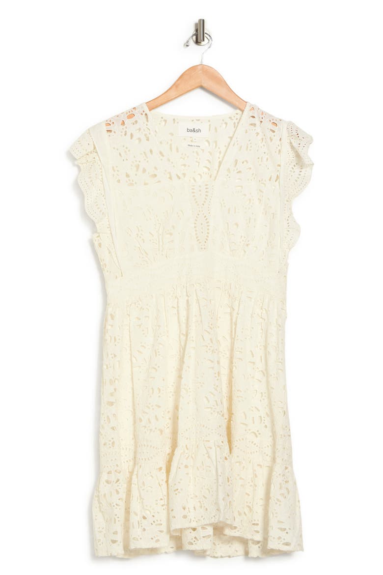 Bailey Eyelet Fit & Flare Dress, Alternate, color, ECRU