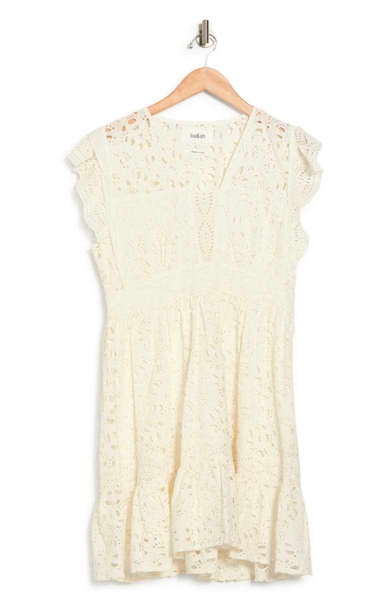 ba&sh Bailey Eyelet Fit & Flare Dress, Alternate, color, 