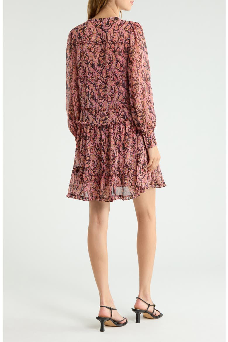 Rivie Charming Paisley Long Sleeve Minidress, Alternate, color, OBSIDIAN MULTI