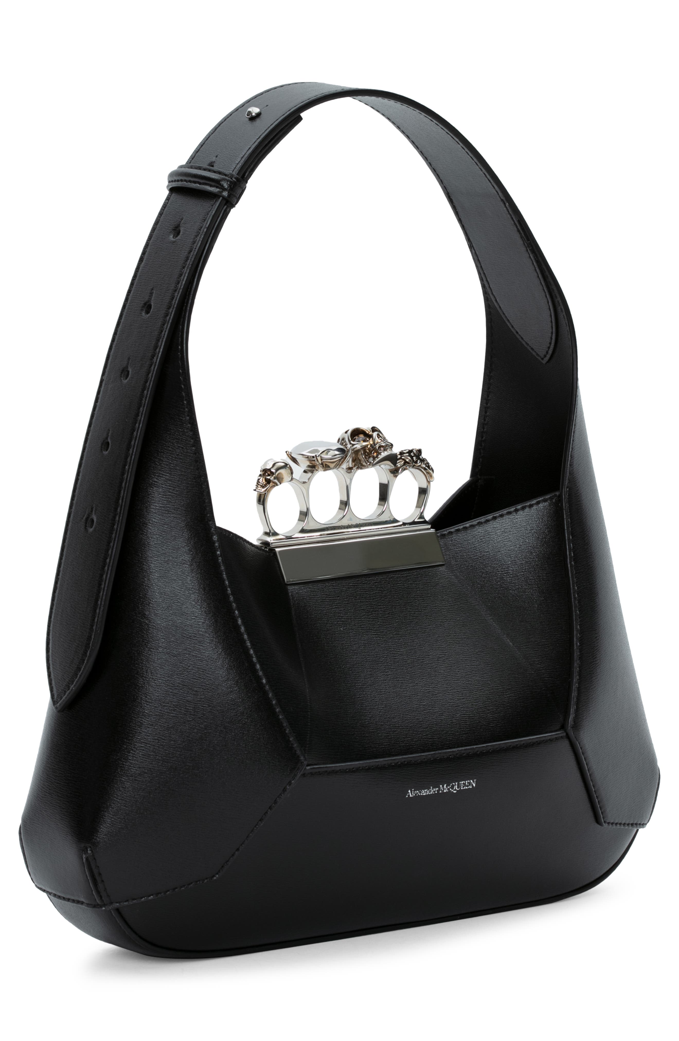 McQueen Jewelled Leather Hobo, Alternate, color, 