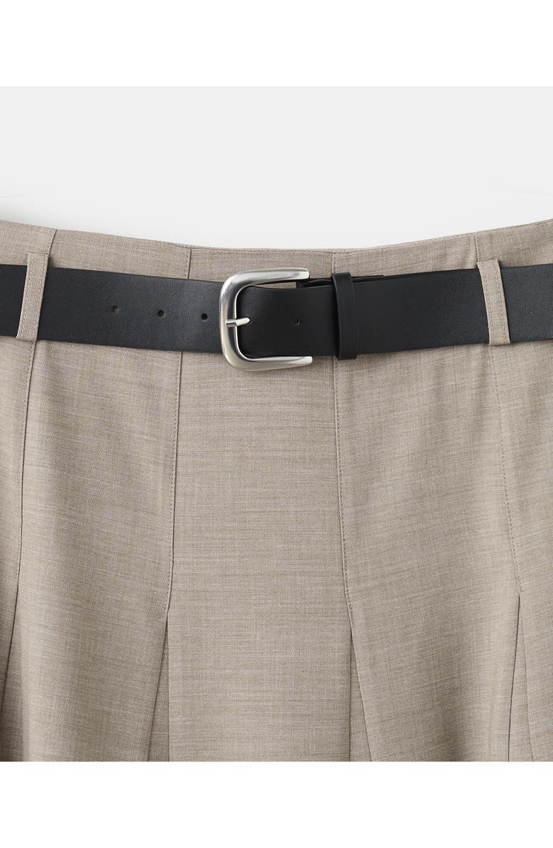 MANGO Belted Godet Pleat A-Line Skirt, Alternate, color, Grey