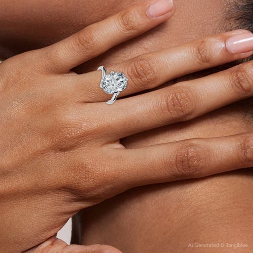 Bliss Diamond Certified 4ct Atelier Solitaire Diamond Engagement Ring 14k Gold Lab Grown In Silver