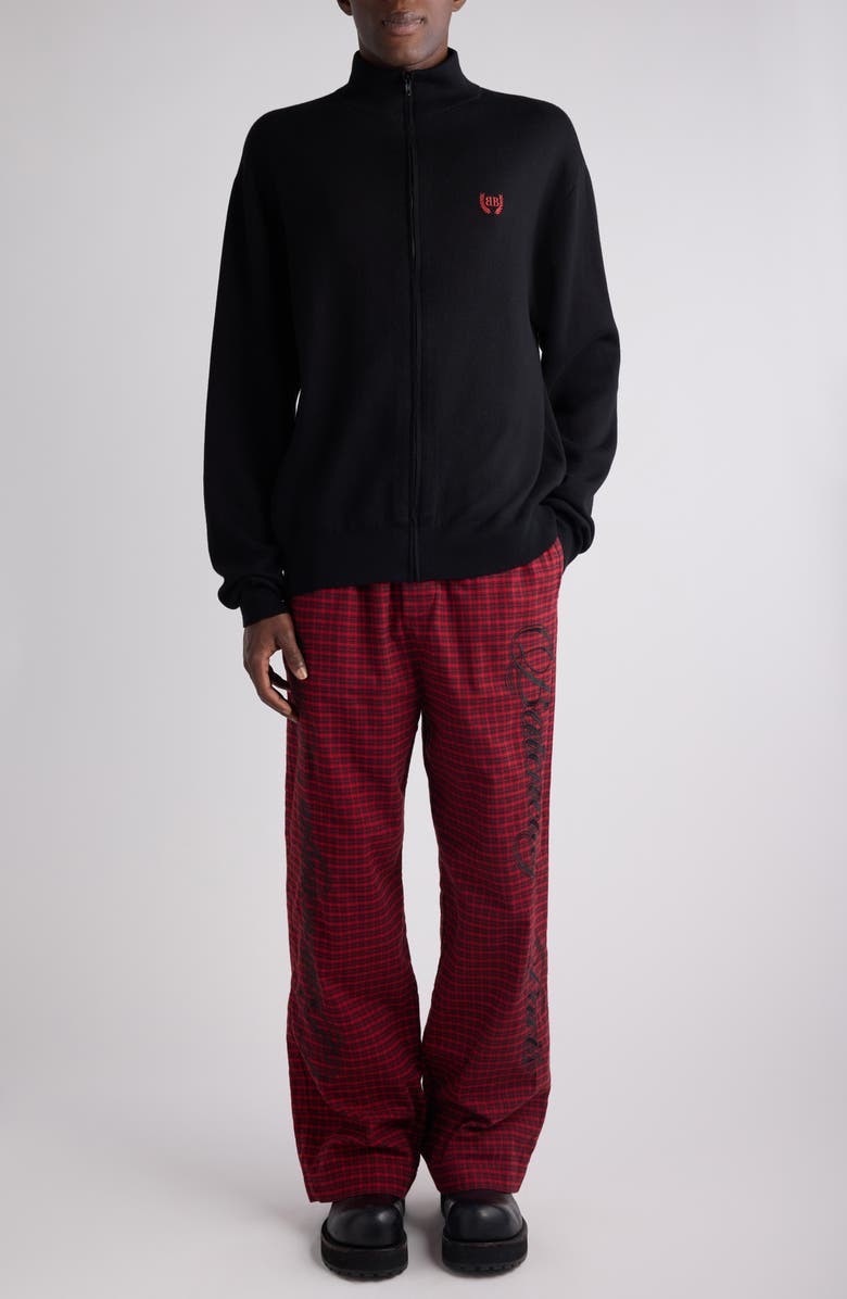 Balenciaga Cotton Blend Zip Cardigan, Alternate, color, 1000 Black