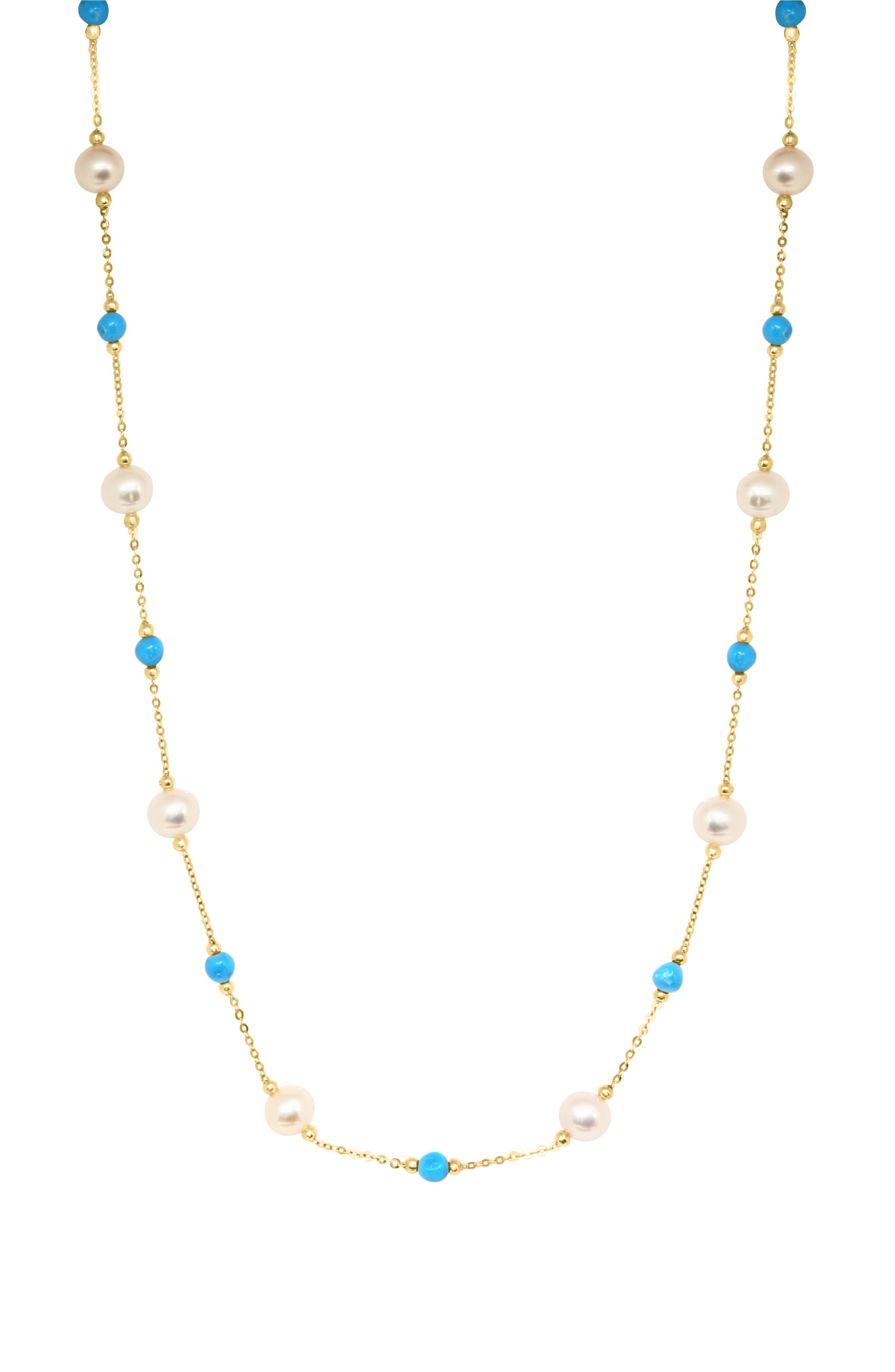EFFY Turquoise & Freshwater Pearl Station Necklace