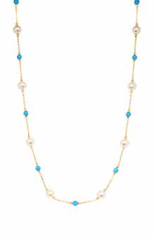 EFFY Turquoise & Freshwater Pearl Station Necklace