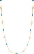 EFFY Turquoise & Freshwater Pearl Station Necklace