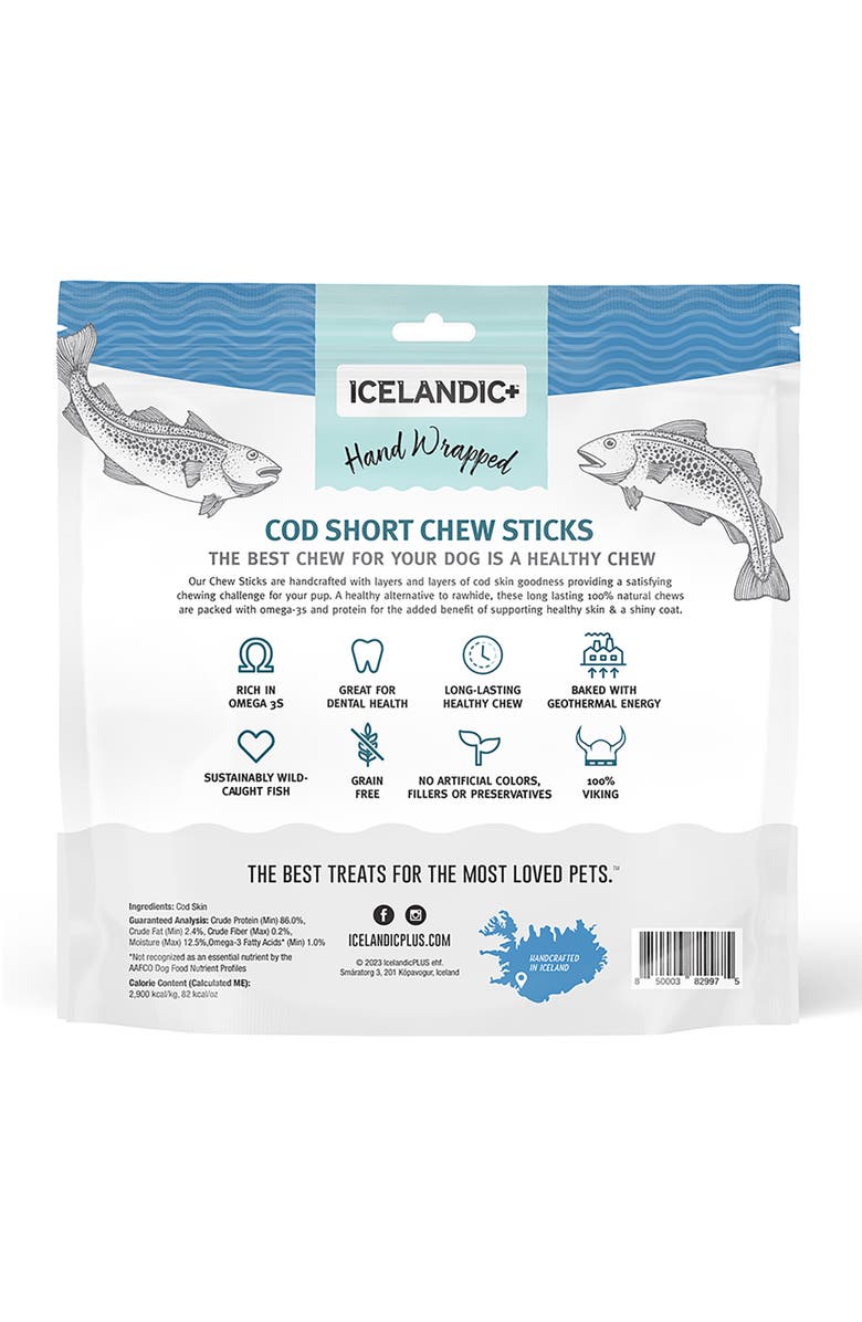 ICELANDIC+ Cod Skin 5" Short Dog Chew Sticks Treat, 24 Pack Bag, Alternate, color, 