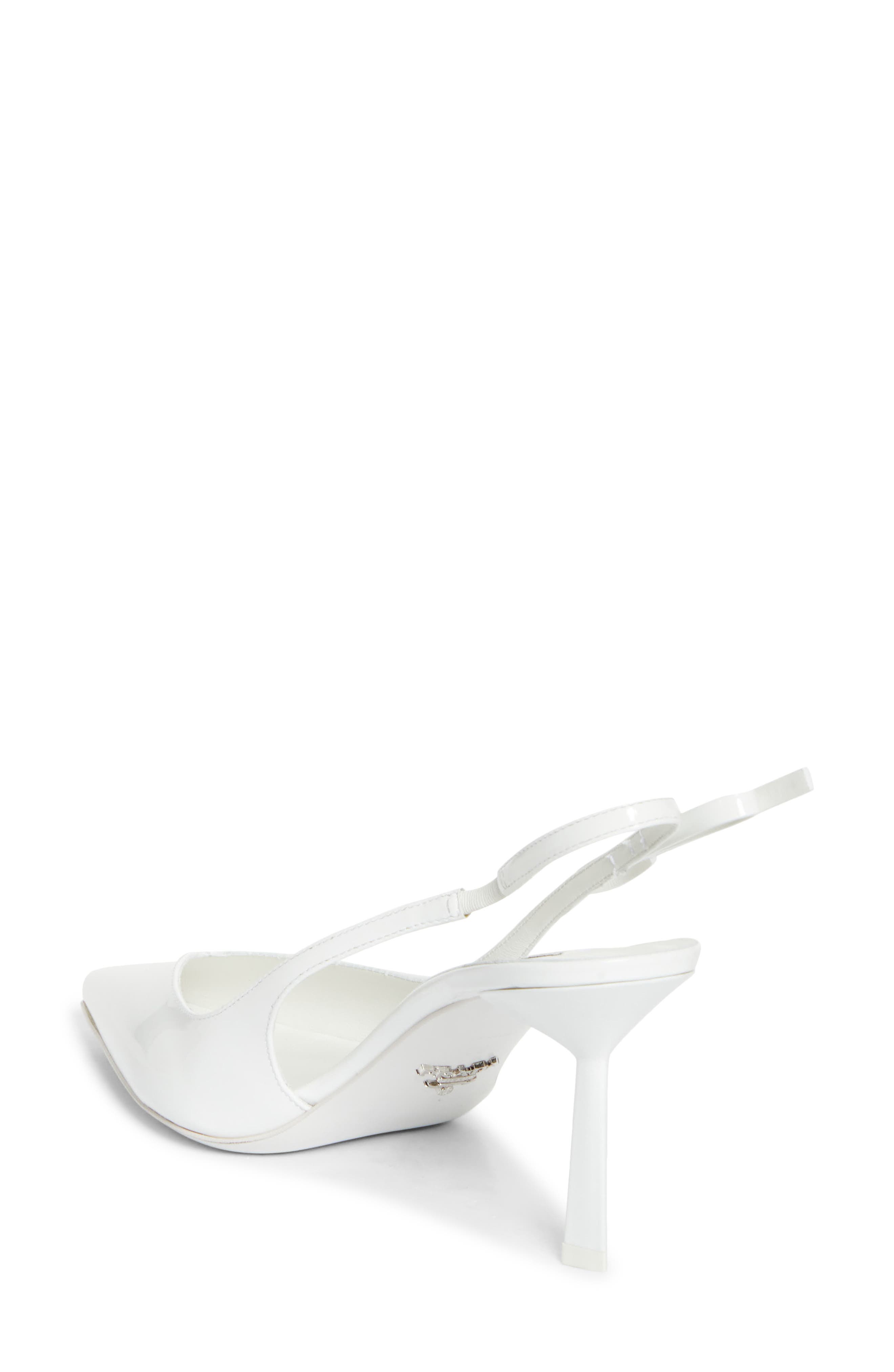 Bow Ponted Toe Slingback Pump, Alternate, color, BIANCO