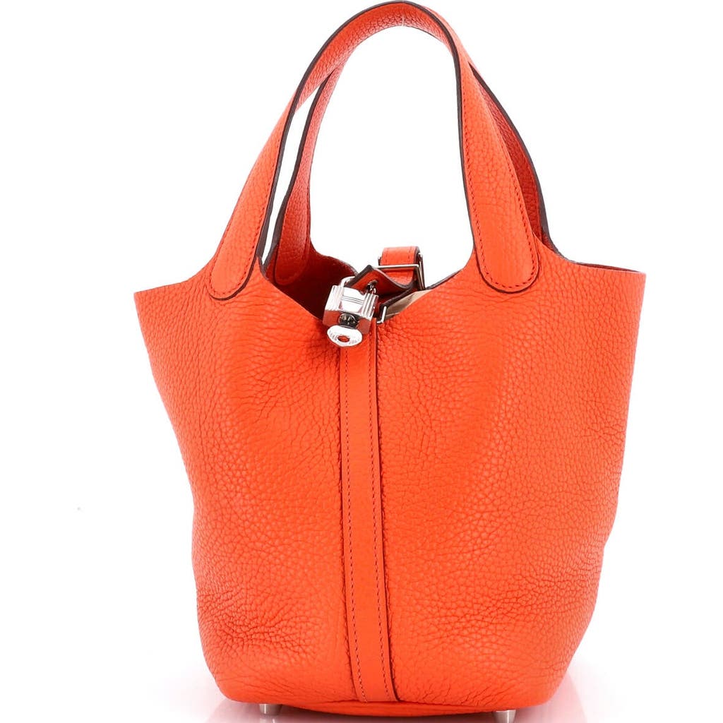 Pre-owned Hermes Hermes Picotin Lock Bag Clemence Pm In Orange