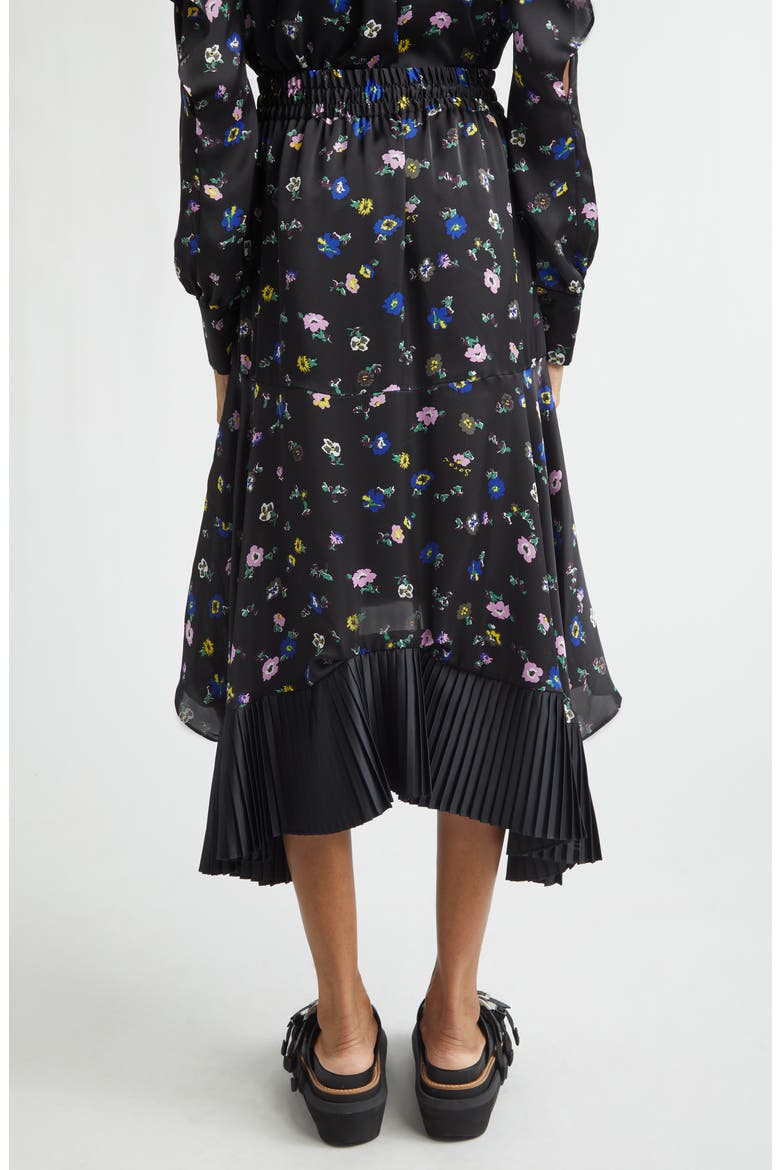 Floral Print Skirt, Alternate, color, BLACK