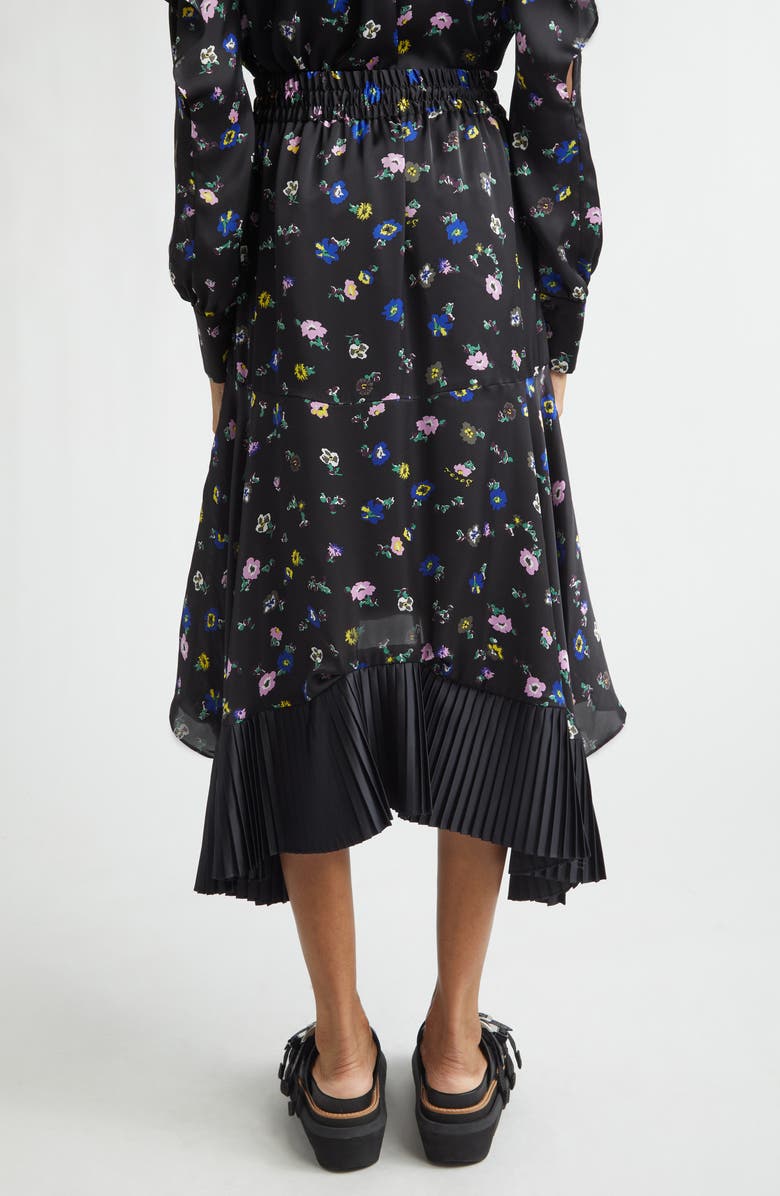 Sacai Floral Print Skirt, Alternate, color, Black