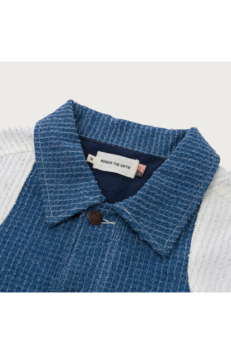 HONOR THE GIFT Colorblock Denim Trucker Jacket, Alternate, color, Indigo