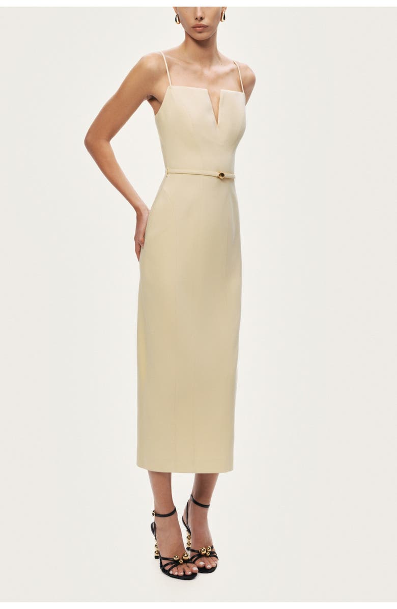 Nocturne Strappy Belted Midi Dress, Alternate, color, Yellow