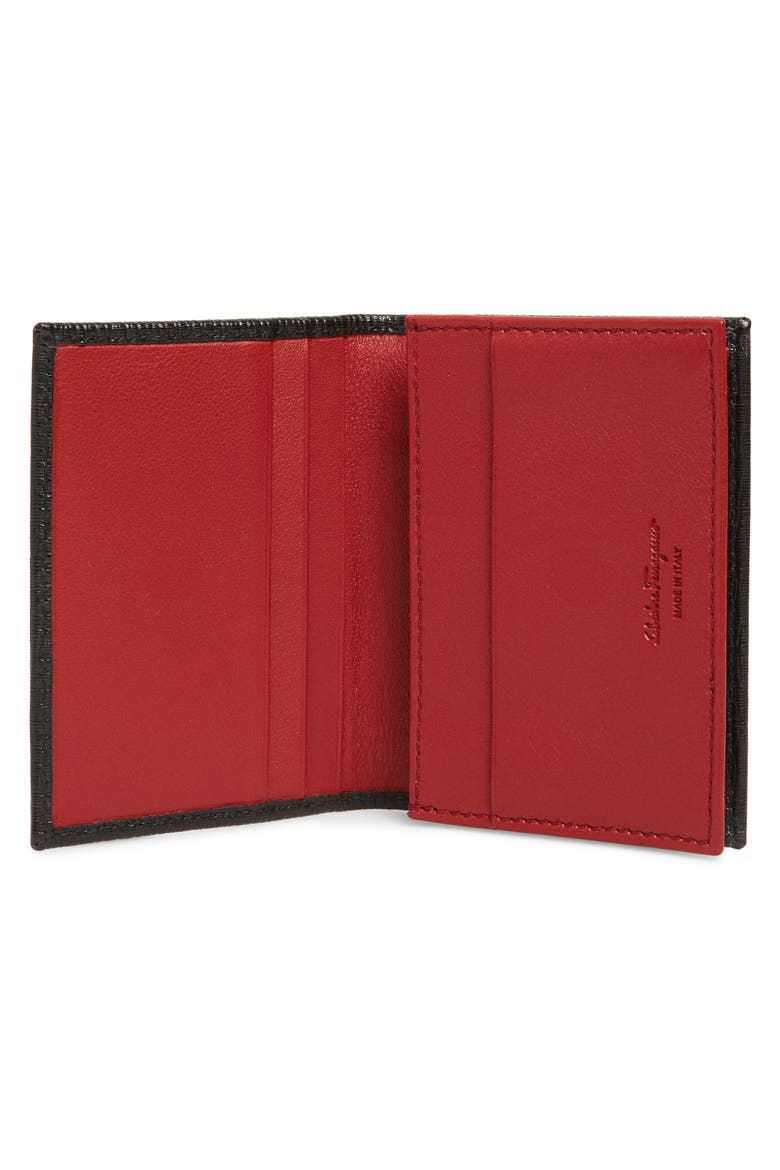 Folding Card Case, Alternate, color, NERO / RED FERRAGAMO