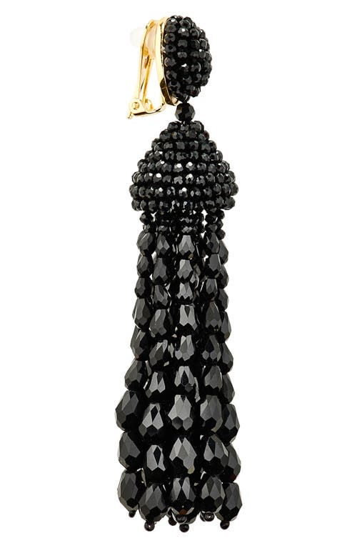 Oscar De La Renta Beaded Chandelier Clip-on Earrings In Black