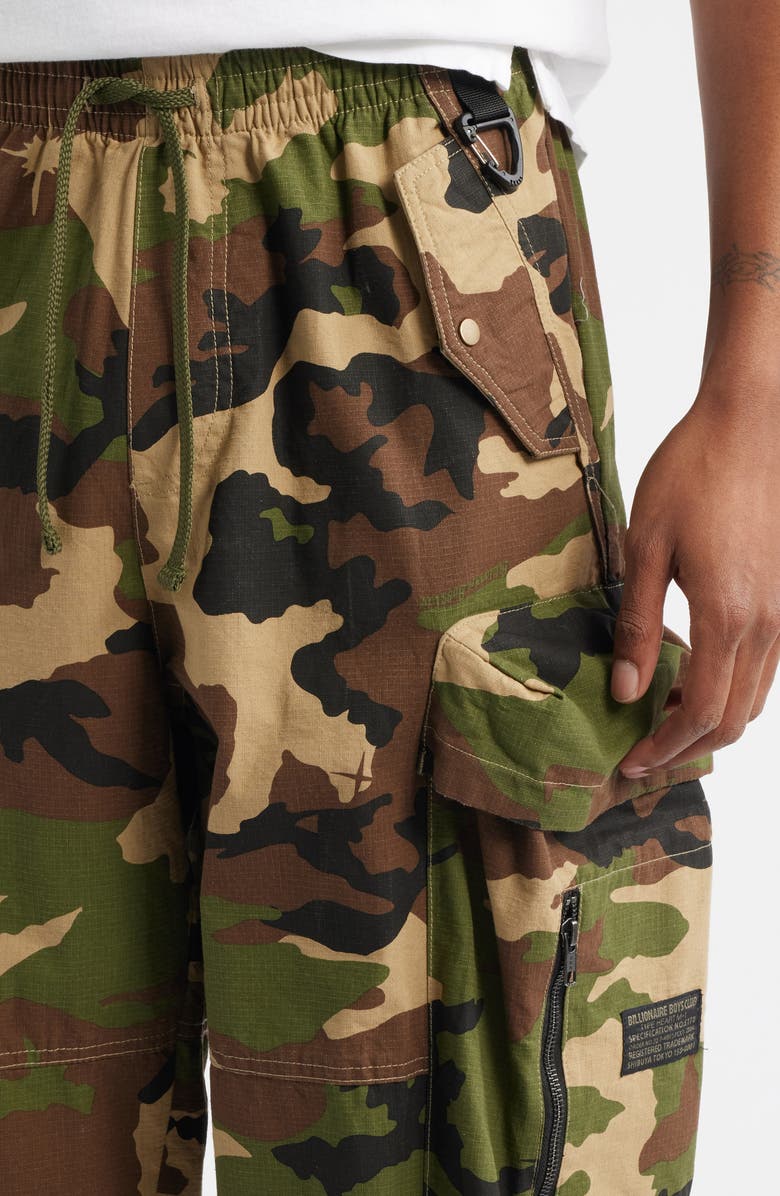 Billionaire Boys Club BB Star Loose Fit Camo Cotton Ripstop Cargo Pants, Alternate, color, Kelp