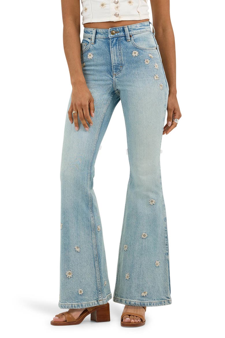Embroidered Wide Flare Leg Jeans, Main, color, MISS HER