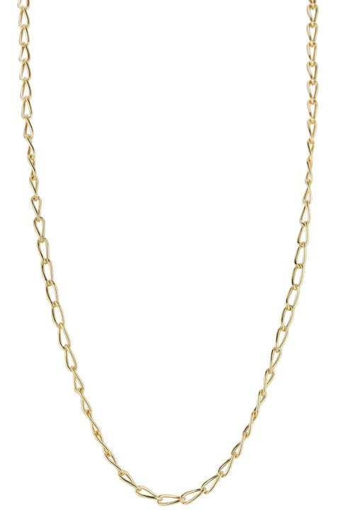 14K Gold Twisted Oval Link Necklace