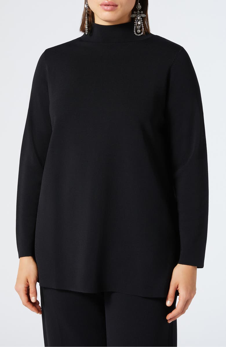 Marina Rinaldi Eulalia Mock Neck Tunic Sweater, Main, color, Black