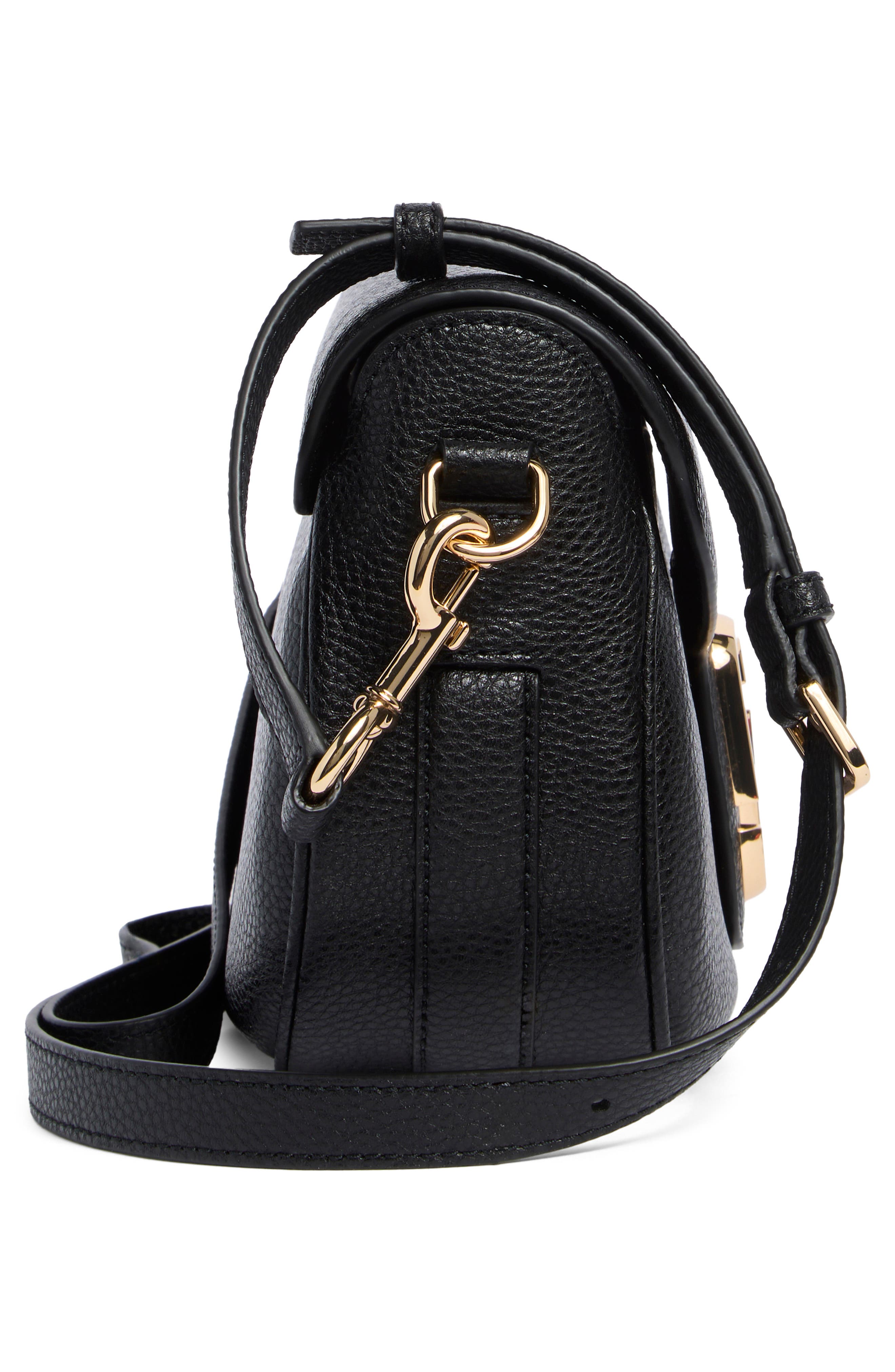 The Large Leather Saddle Bag, Alternate, color, BLACK