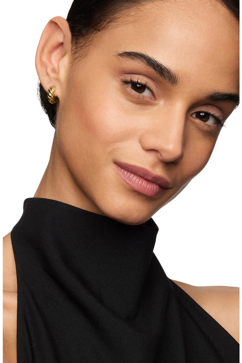 Sculpted Cable Hoop Earrings in 18K Yellow Gold, Alternate, color, 18K YELLOW GOLD