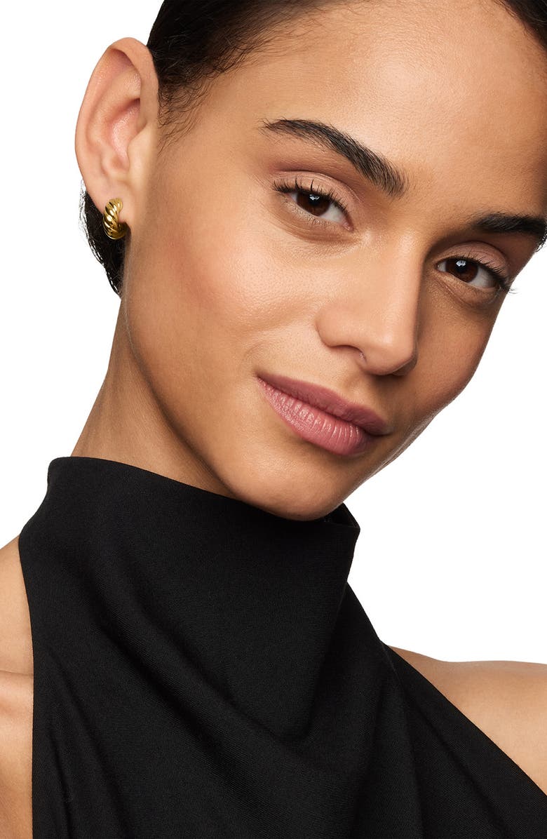 David Yurman Sculpted Cable Hoop Earrings in 18K Yellow Gold, Alternate, color, 18K Yellow Gold