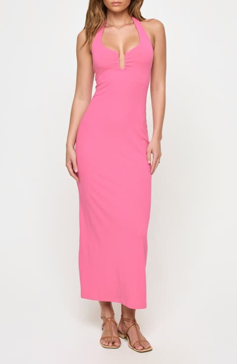 La Femme Cover-Up Halter Maxi Dress
