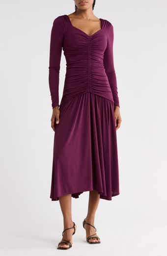 Evedene Ruched Long Sleeve Midi Dress