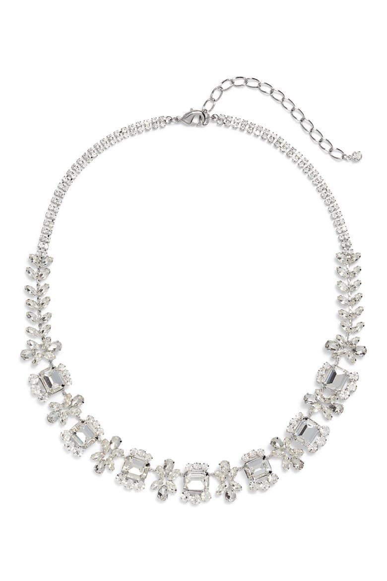 Crystal Frontal Necklace, Main, color, CRYSTAL/ SILVER