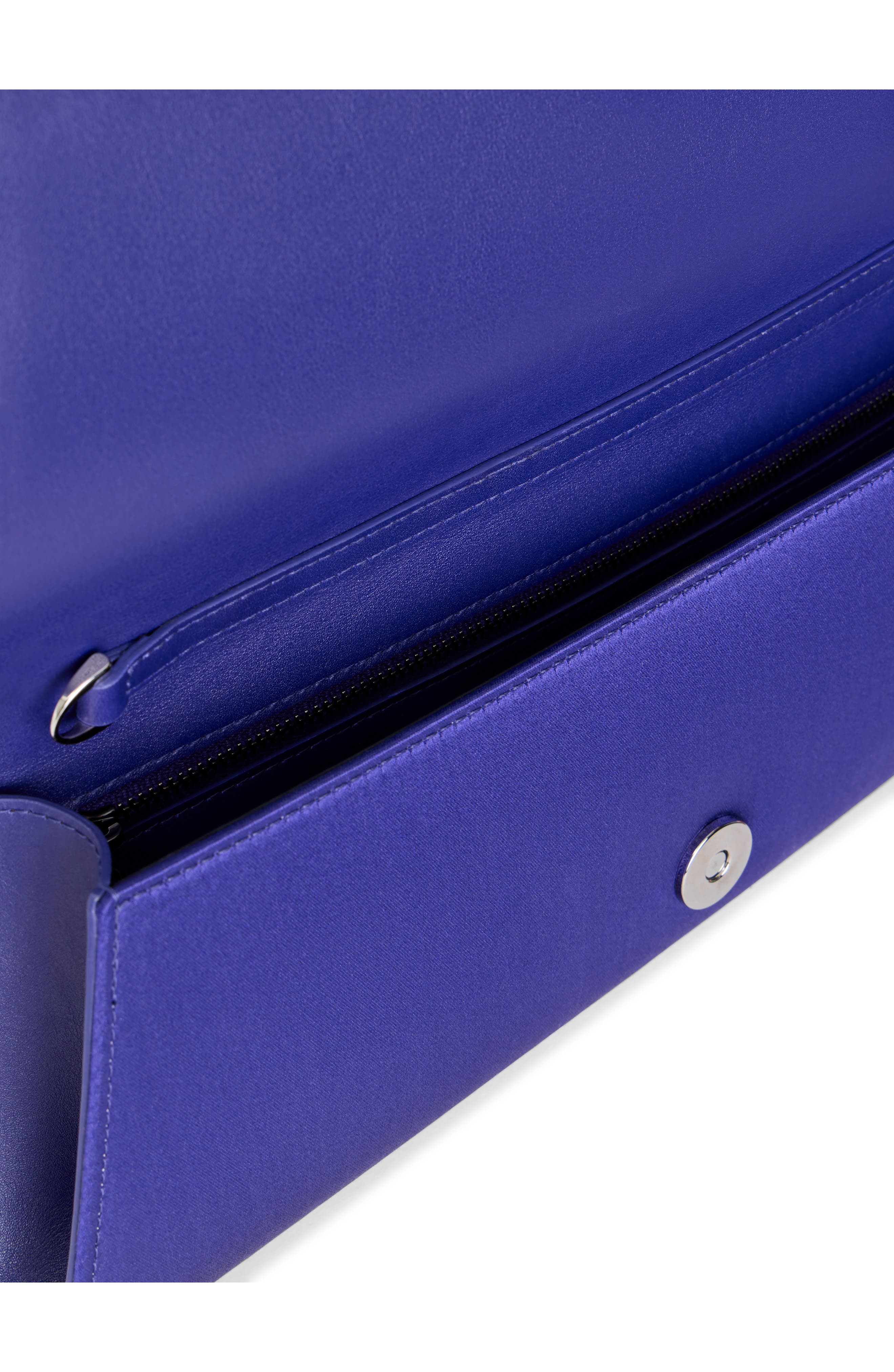 Small Anouk East/West Silk Satin Clutch, Alternate, color, AMETHYST